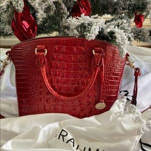 BRAHMIN DUXBURY GLOSSY LAVA MELBOURNE SATCHEL/CROSSBODY SHOULDER BAG 11 x 10 x 5